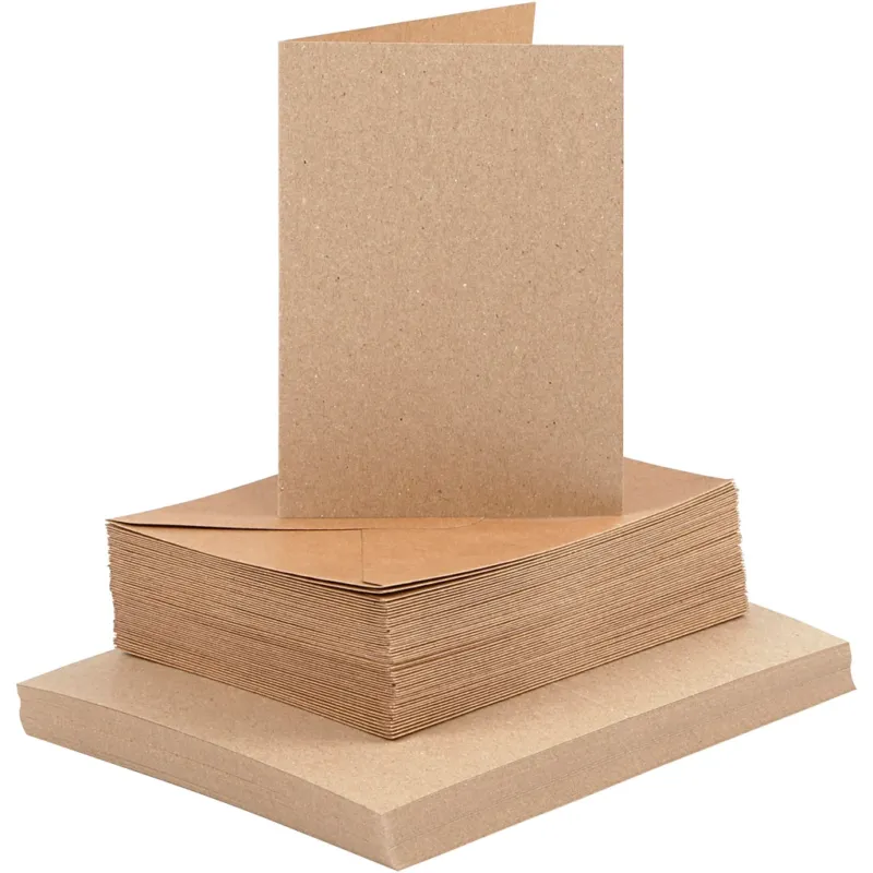 Cards and envelopes, card size 10,5x15 cm, envelope size 11,5x16,5 cm, 120+240 g, natural, 50 set