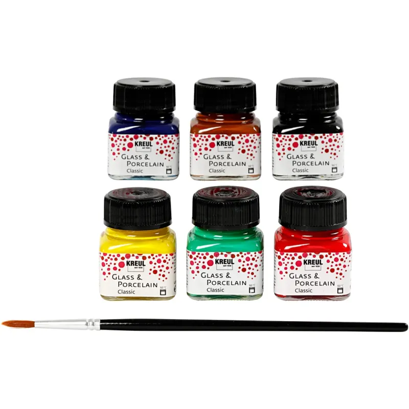 Glass & Porcelain Paint, assorted colours, 6x20 ml
