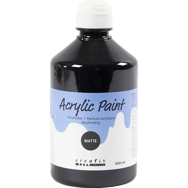 Acrylic Paint Matte, black, 500 ml/ 1 bottle