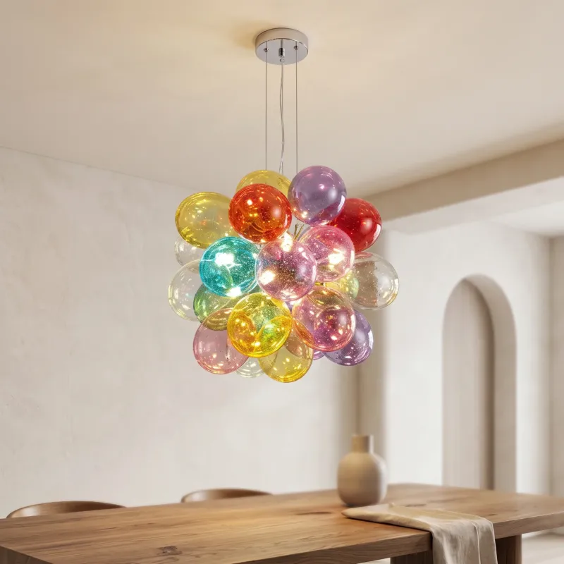 Bubbleburst Colorful Glass Orb Pendant Chandelier