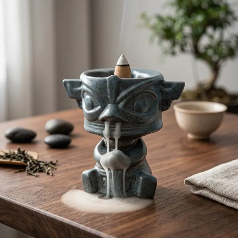 Ancient Mask Waterfall Incense Burner Holder - Image 0