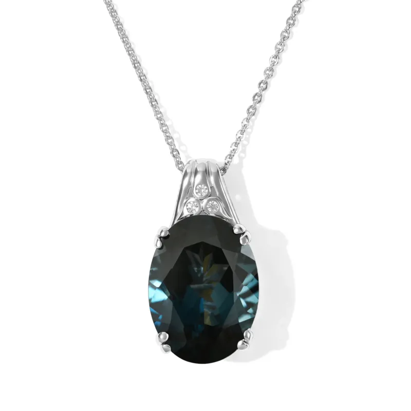 D'Joy London Blau Topas, Weißer Diamant Schmuckset ca. 50 cm 925 Silber Rhodiniert ca. 10.92 ct