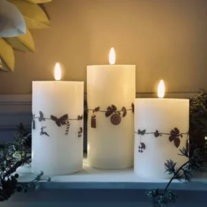 LED-Blockkerzen Weihnachten - Set mit 3 Stk.