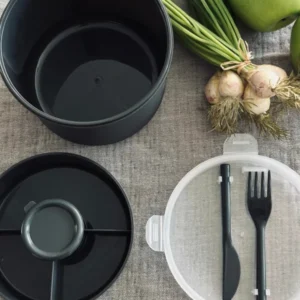 Lunchbox mit Dressingbecher - Schwarz