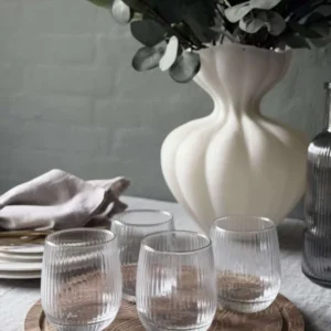 Gerilltes Wasserglas mit Goldrand - 4 Stück