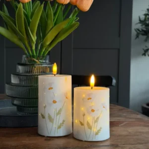 LED-Blockkerzen TWINKLE Poppy Rose - Set mit 2 Stück