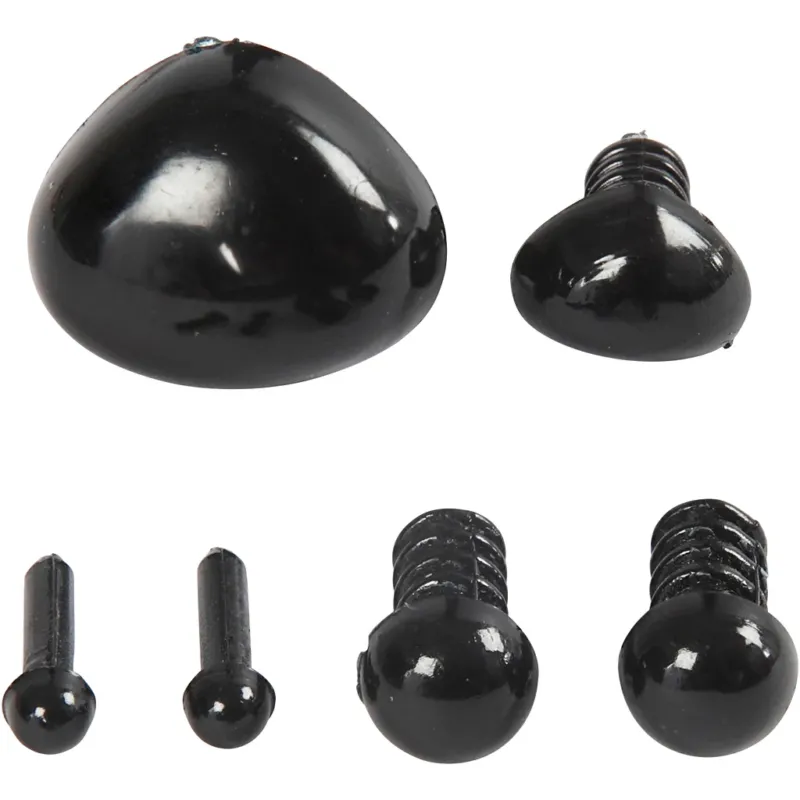 Eyes and snouts for modeling, dia. 3+6 mm, size 8x6+14x11 mm, black, 20 set