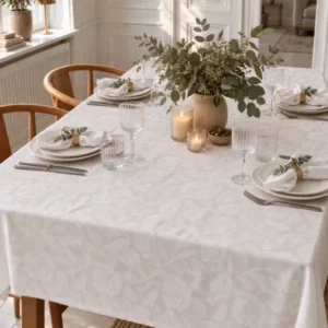 Tischdecke JACQUARD flower - Weiß