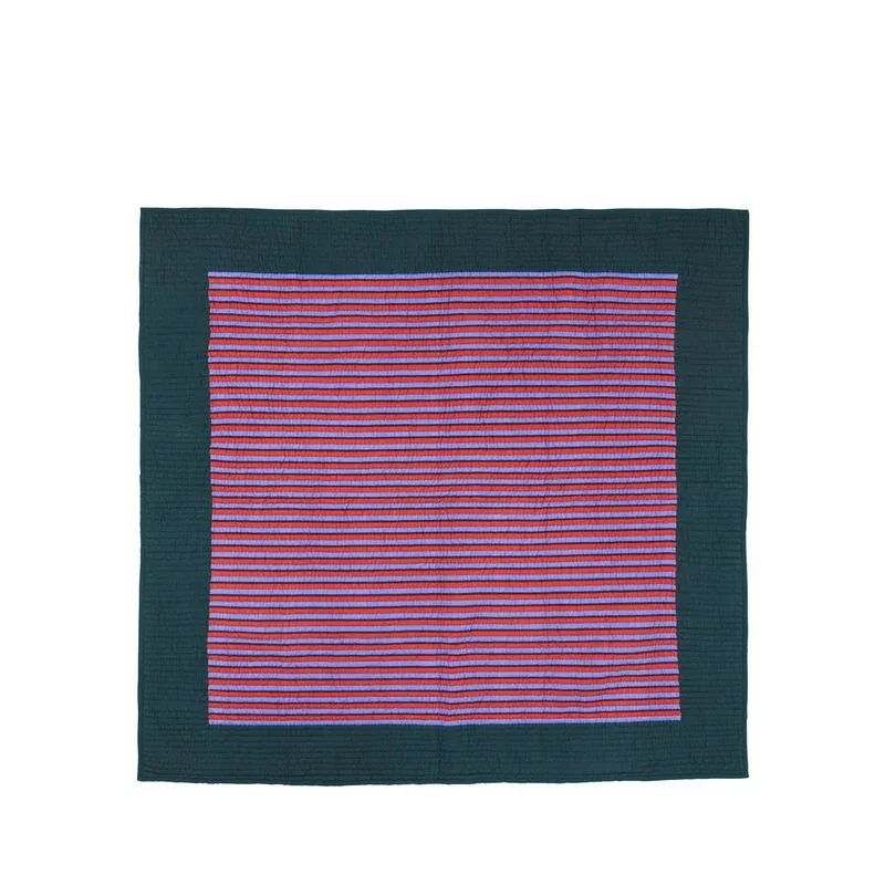 Hübsch Twist Sprei Stripe 260x260 Petrol/Multicolour