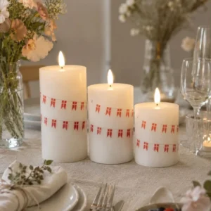 LED-Blockkerzen mit Flagge – Set mit 3 Stk. und Fernbedienung