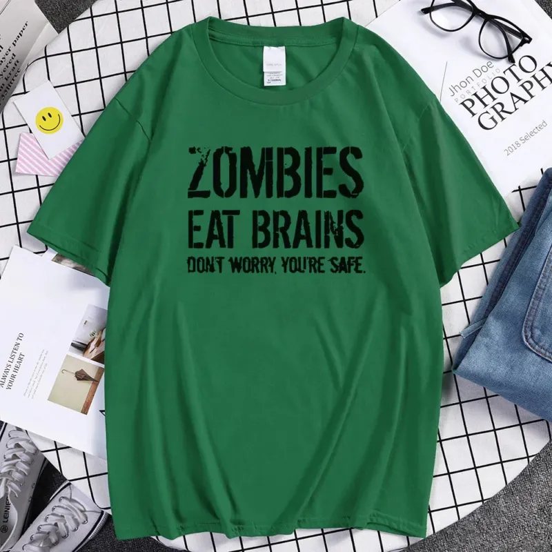 Zombies Eat Brains Funny T-shirt - Image 0