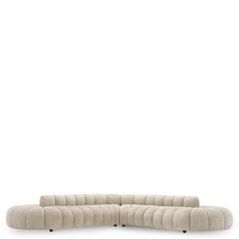 Beige Channeled Curved Sofa Alison | Eichholtz Miami