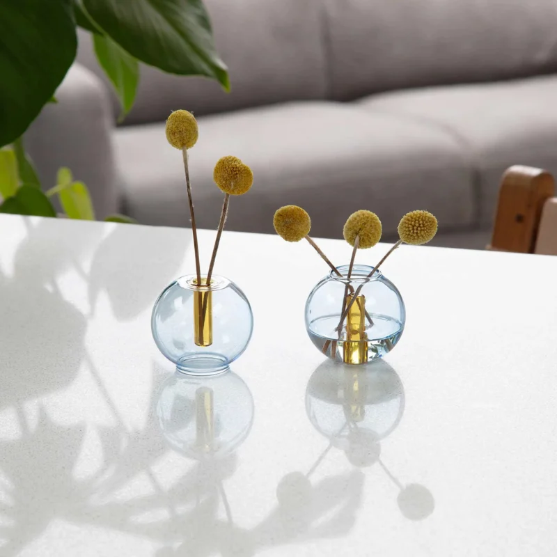 BUBBLE VASE Mini - Glas-Vase - Blau & Gelb | Block Design