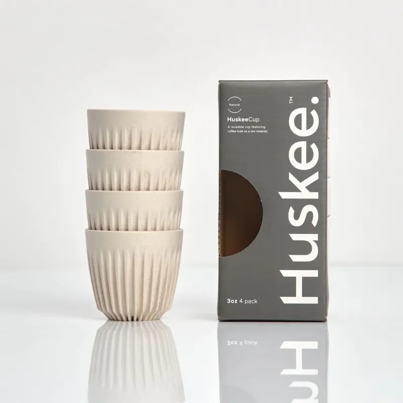 HUSKEE ESPRESSO CUPS | wiederverwendbare ESPRESSO-BECHER aus Kaffee-Schalen | 9cl im 4er Set | Huskee