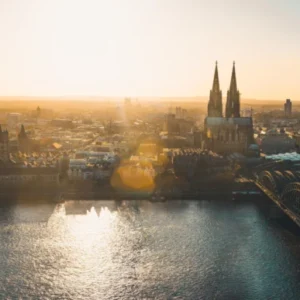 Küchenrückwand-Panoramablick auf Köln bei Sonnenaufgang