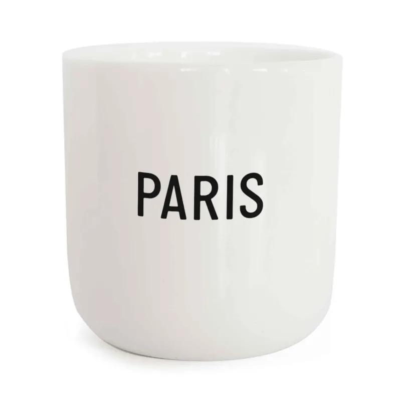 PARIS | weisser Kaffee- & Tee-BECHER mit schwarzer Typo | City Collection | PLTY