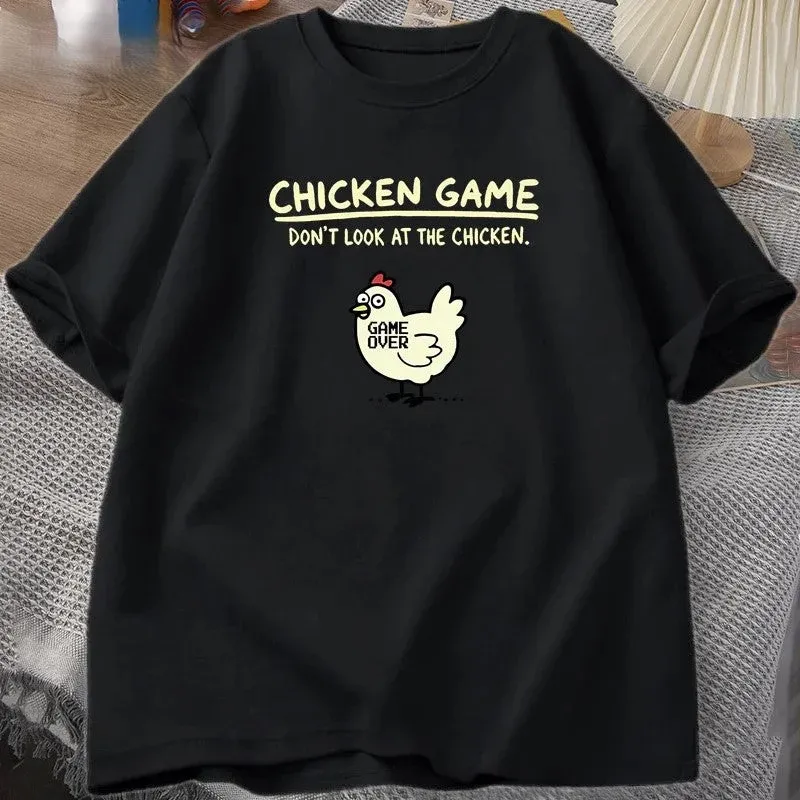 Don’t Look At The Chicken Game Funny T-Shirt - Image 0