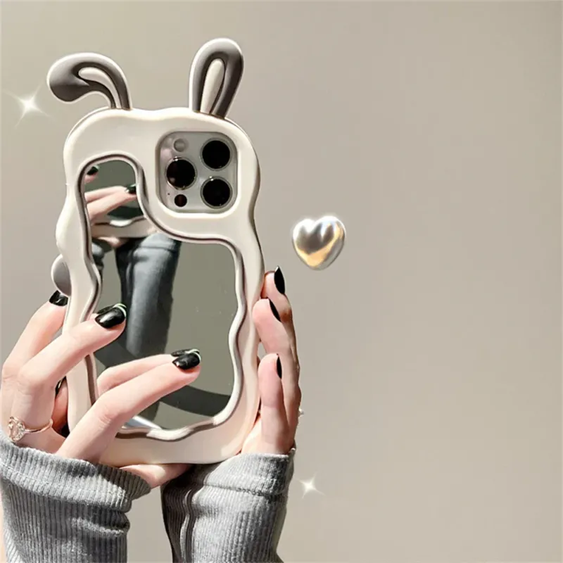 Rabbit Ear Make-Up Mirror iPhone Case - Image 0