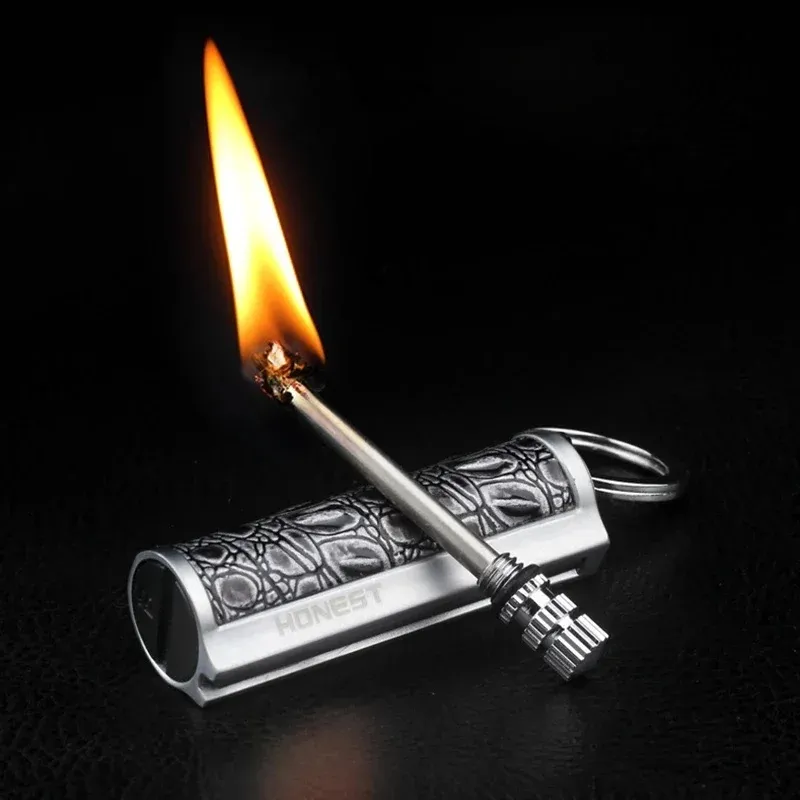 Leather Keychain Metal Match Inferno Lighter - Image 0
