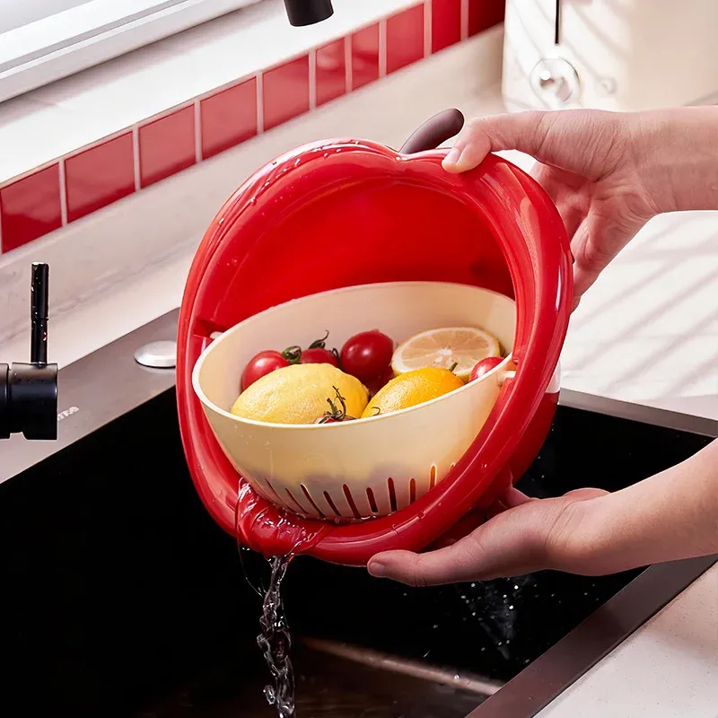Wash & Serve Double Layer Fruit Drain Basket