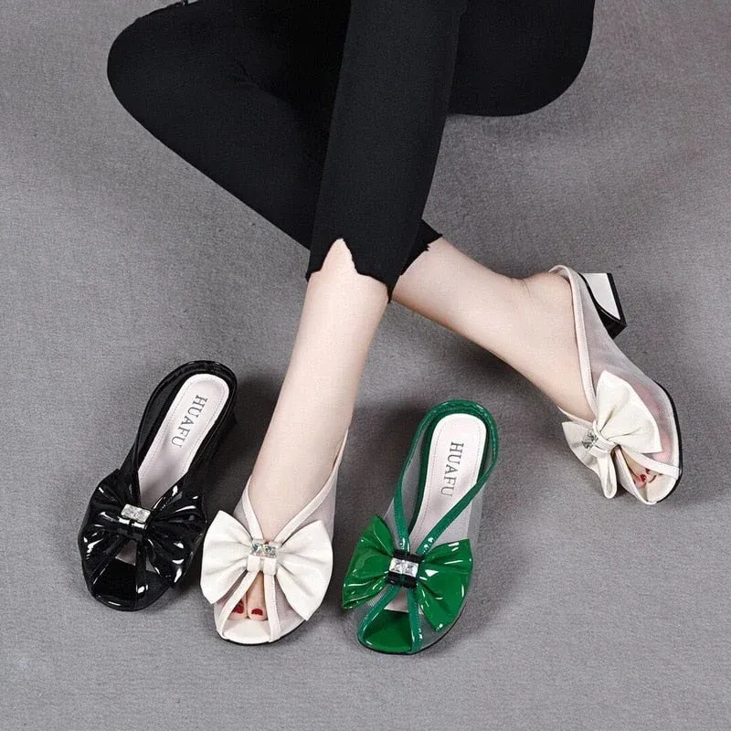 Comfy Walk Bowtie Small Sandal Heels - Image 0