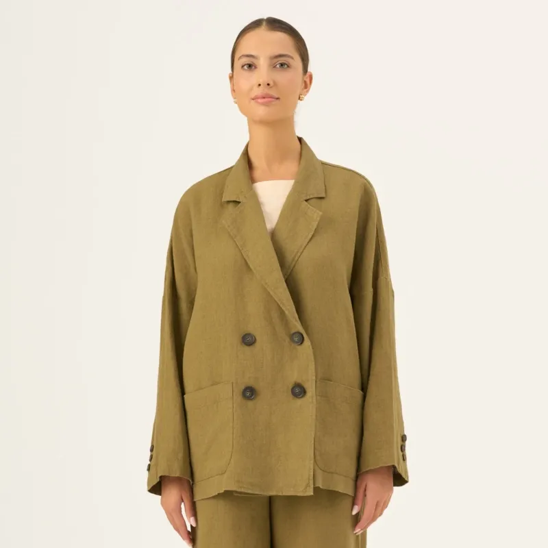 Leinenjacke Ventus, Olive Khaki
