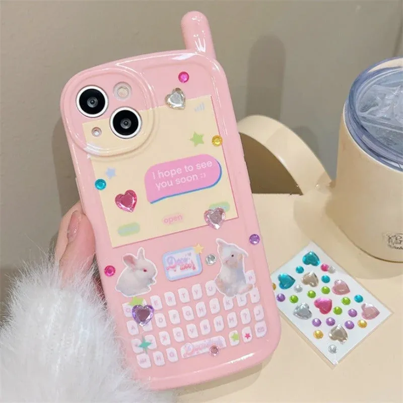 3D Korean Style Diamond Heart iPhone Case - Image 0