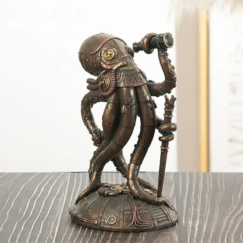 Steampunk Octopus Mechanical Traveler Figurines Home Decors - Image 0