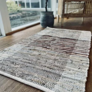 Gulvtæppe i læder - 60x90 Natur / Brun - VIAMAJA.DK