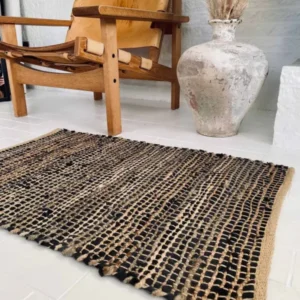 Gulvtæppe i skind og jute / bademåtte – 60x90cm - VIAMAJA.DK