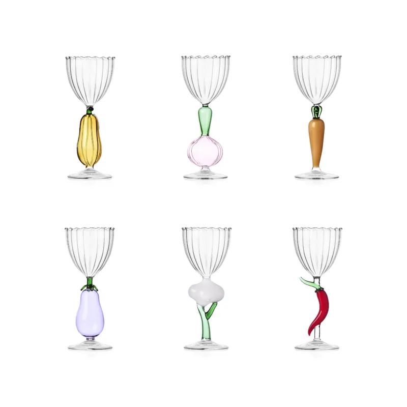 Vegetables Stemmed Glass (Set of 6)