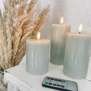 LED Bloklys - Mint 3 Lys ink fjernbetjening - VIAMAJA.DK