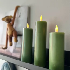 LED Bloklys / Oliven 3 stk. Lys – Inkl. fjernbetjening - VIAMAJA.DK