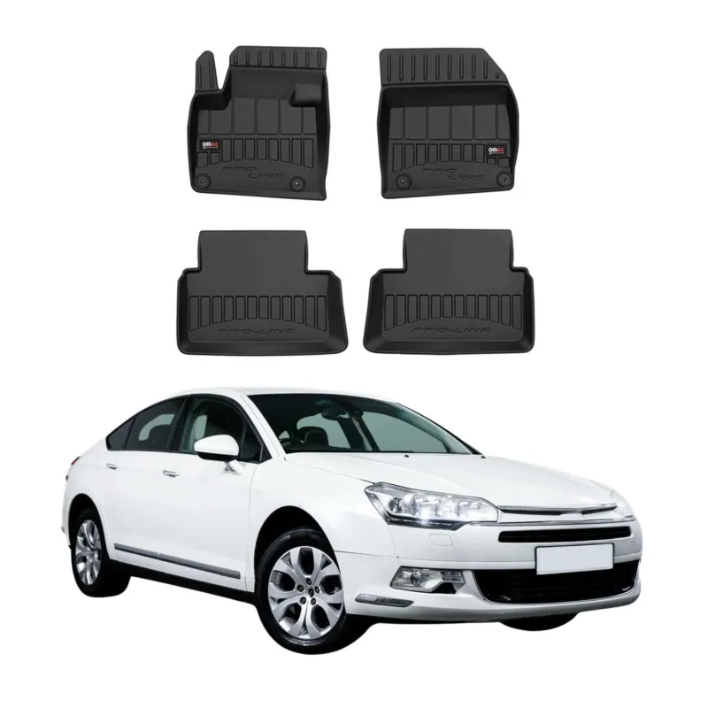 OMAC Gummi Fußmatten für Citroen C5 Limo Kombi 2008-2017 Premium TPE Schwarz 4x