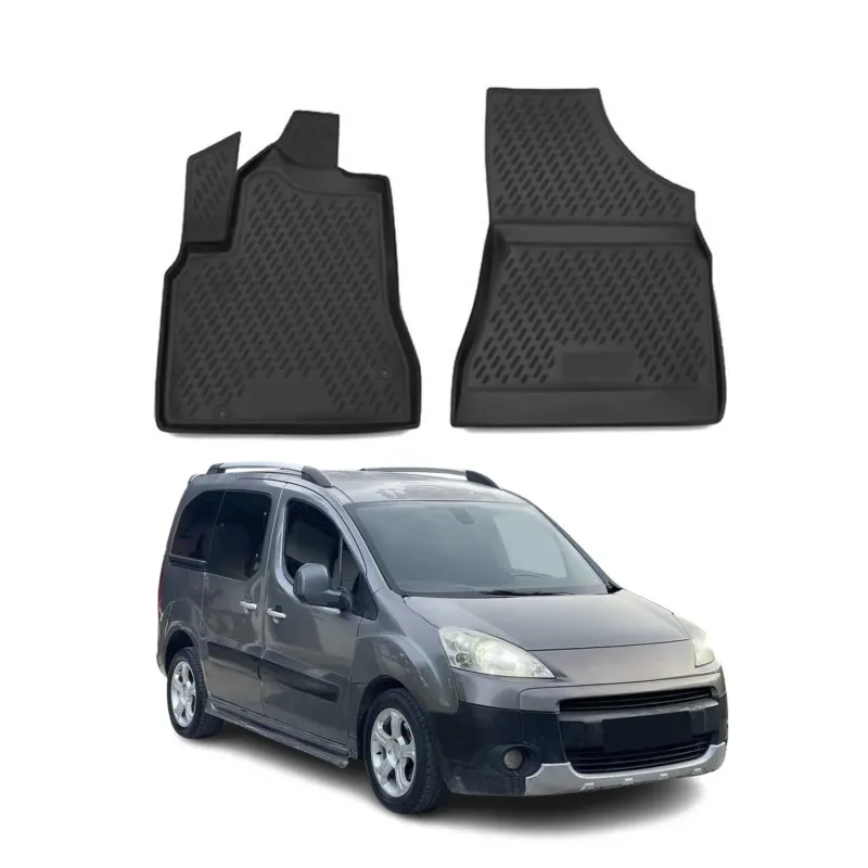 OMAC Gummimatten Fußmatten für Peugeot Partner 2008-2018 TPE Schwarz 2x