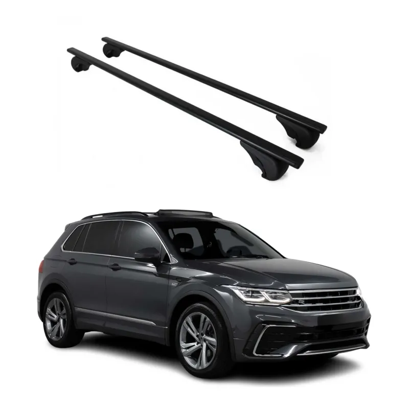Dachträger Grundträger für VW Tiguan mk2 2016-2024 75kg Stahl Schwarz 2 tlg