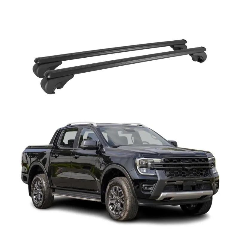 Dachträger Grundtäger für Ford Ranger 2011-2026 DoubleCab 75kg Alu Schwarz 2x