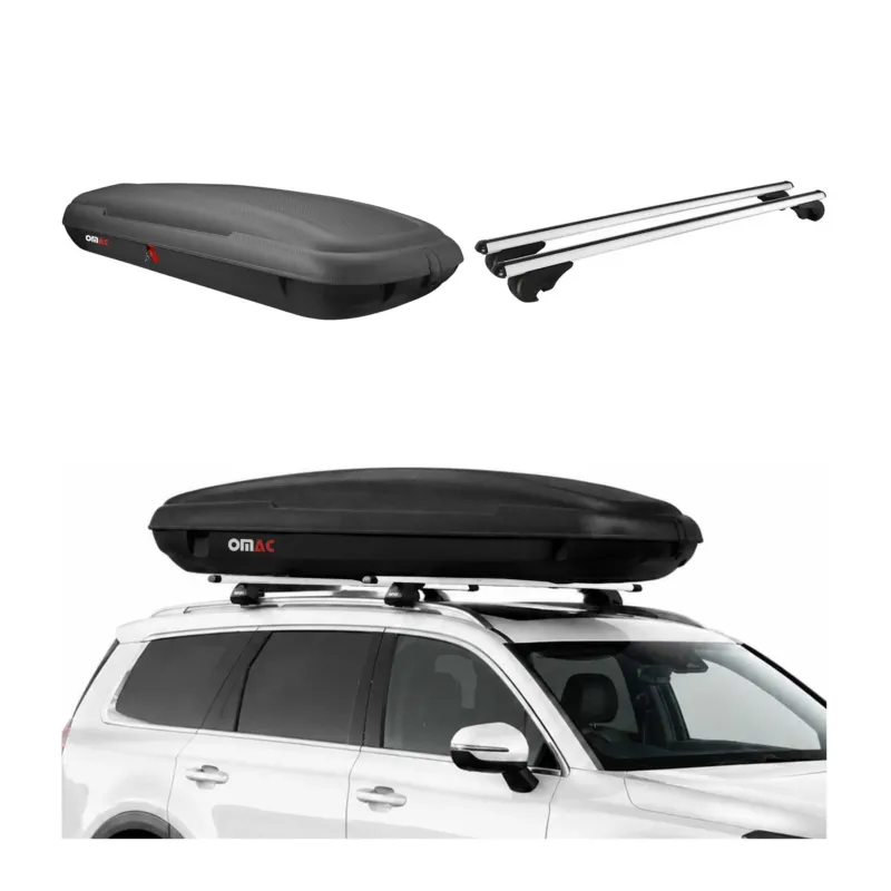 Carbonlook Dachbox 480L + Alu Dachträger Skoda Karoq 2017-2026 Silber
