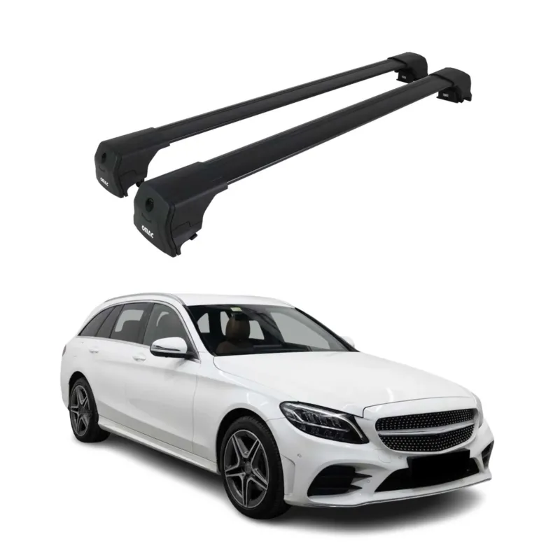 Dachträger Gepäckträger für Mercedes C Klasse Kombi S205 2014-21 ABE Alu Schwarz