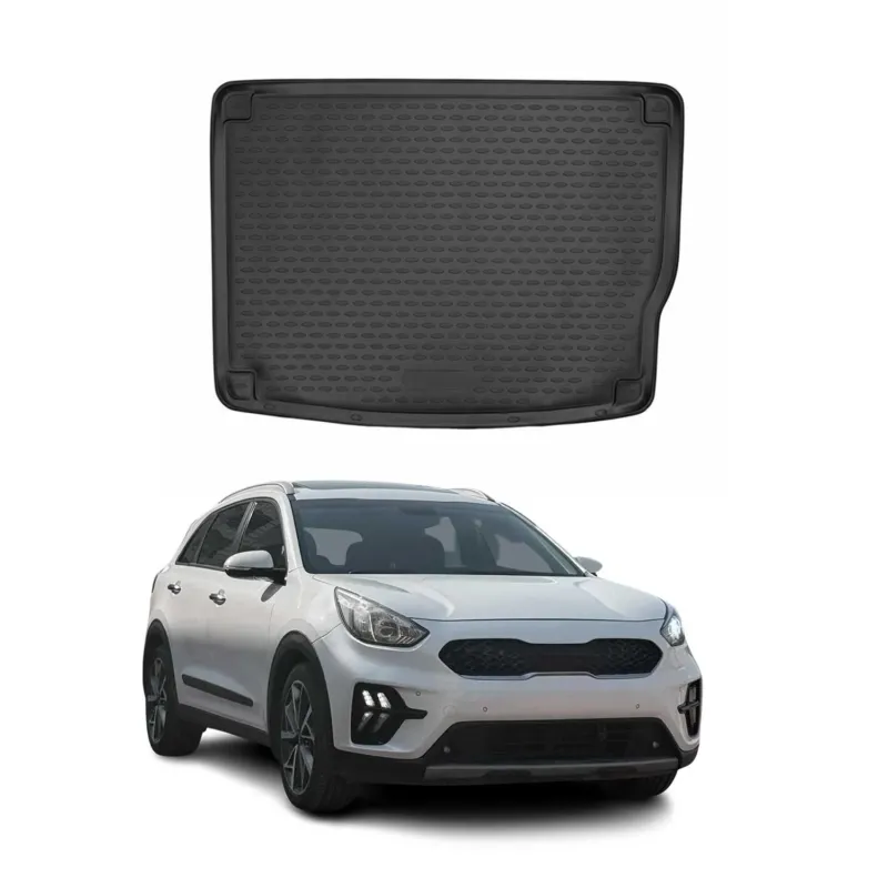 Kofferraummatte Kofferraumwanne für Kia Niro I 2017-22 Hybrid Gummi TPE Schwarz