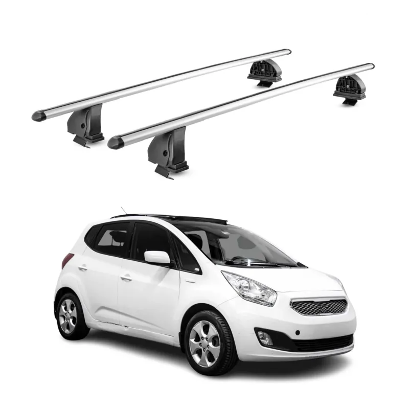 Alu Dachträger für Kia Venga 2010-2019 TÜV Abschließbar T-Nut 75 kg 2tlg Silber
