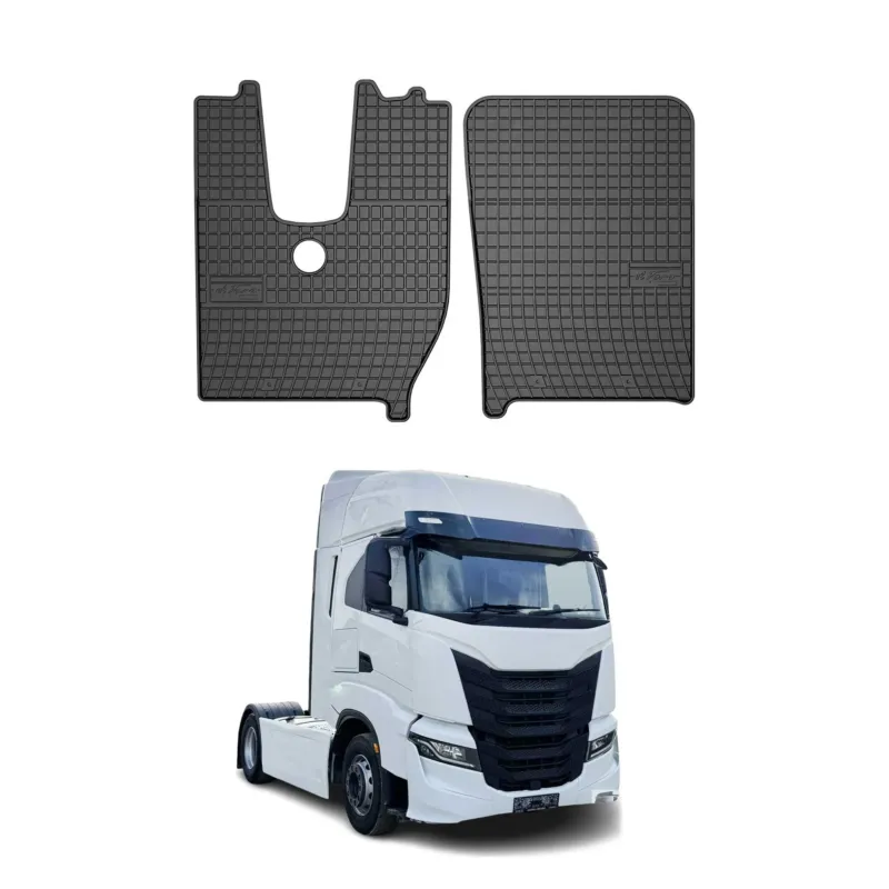 OMAC Gummi Fußmatten für Iveco S-Way 2019-2026 Automatten Gummi Schwarz 2tlg
