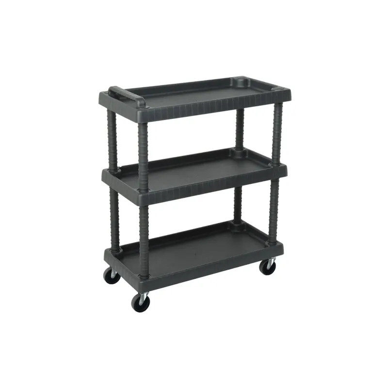 Rollwagen 3 Etagen Rollen Trolley Werkstattwagen Montagewagen Schwarz 40 kg