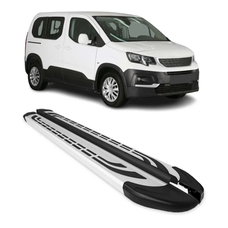 Trittbretter Seitenschweller für Peugeot Rifter 2018-2026 Kombi L1 Silber 2 tlg