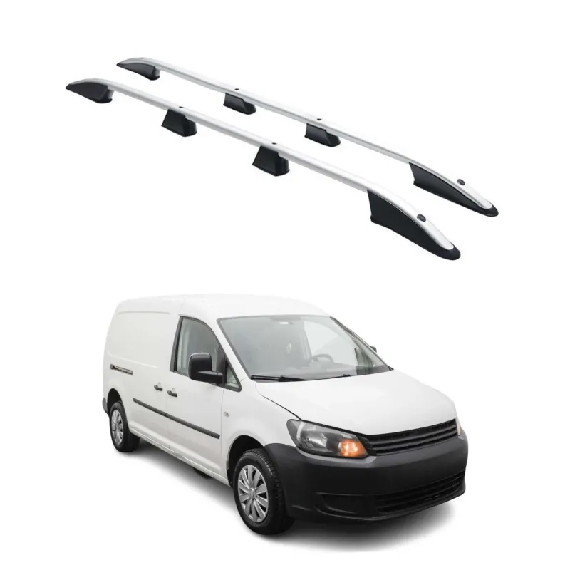Dachreling Dachgepäckträger für VW Caddy 2010-2015 L2 Langer Alu Silber 2x