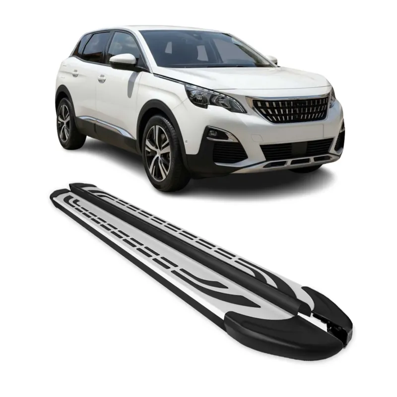 Trittbretter Seitenschweller Seitenbretter für Peugeot 3008 2016-24 Schwarz Alu