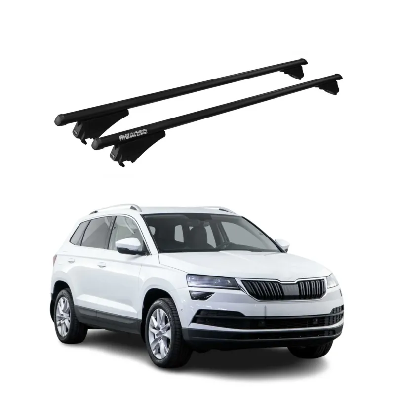 Menabo Grundträger Dachträger für Skoda Karoq 2017-2026 ABE Aluminium Schwarz 2x