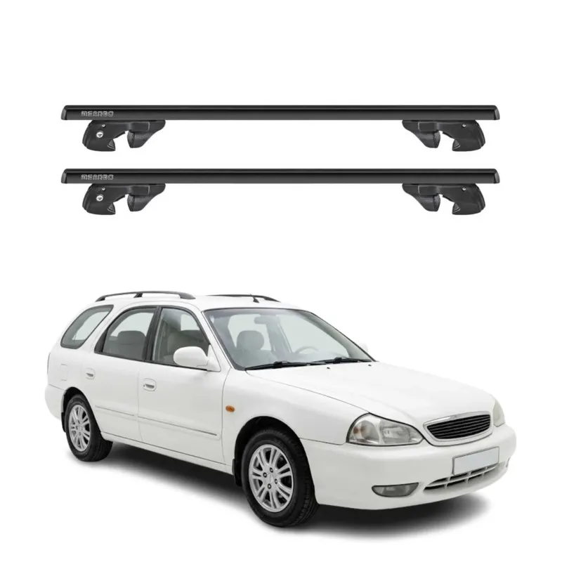 Dachträger Grundtäger für Kia Clarus Kombi 1998-2001 Alu 90kg TÜV Schwarz 2tlg