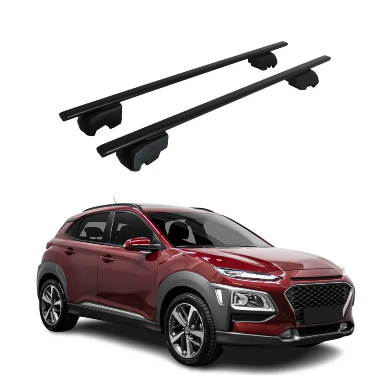Dachträger Grundträger für Hyundai Kona 2017-2023 75kg Stahl Schwarz 2 tlg