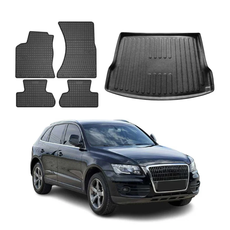 Fußmatten & Kofferraumwanne Set für Audi Q5 8RB 2008-2017 Gummi TPE Schwarz 5x